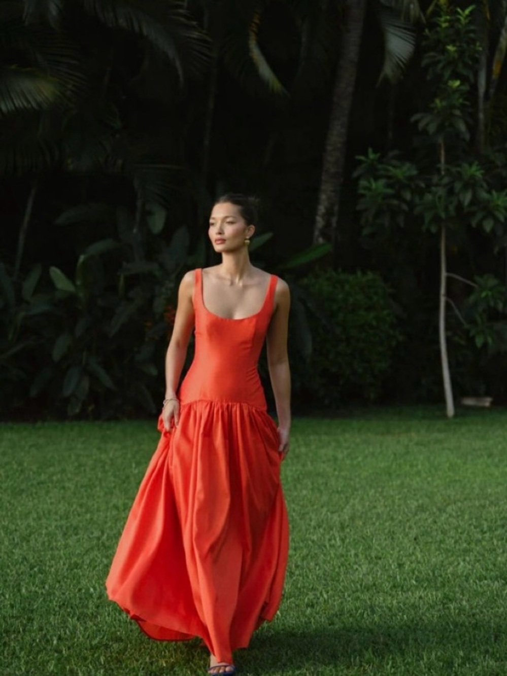 Hutch Vibrant Orange Scoop-Neck Maxi Dress